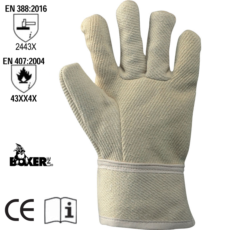 GUANTO FIBRA ARAMIDICA ANTICALORE MAN.7 FODERATO TG. UNICA CERT EN407 EN388