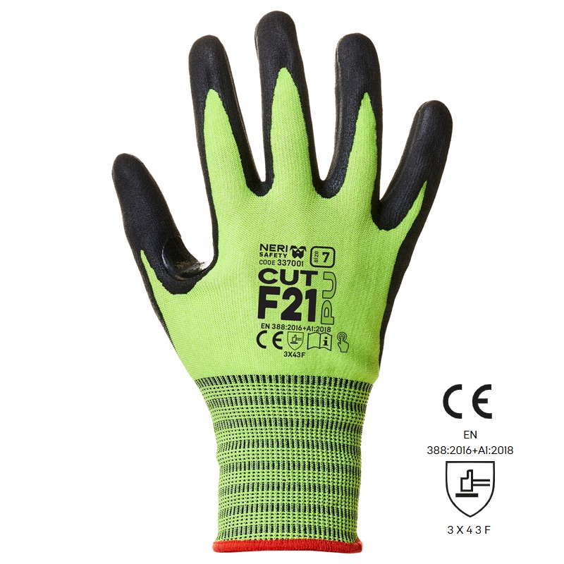 GUANTO CUT F21 ANTITAGLIO F POLIURETANO PU EN 388 3X43F