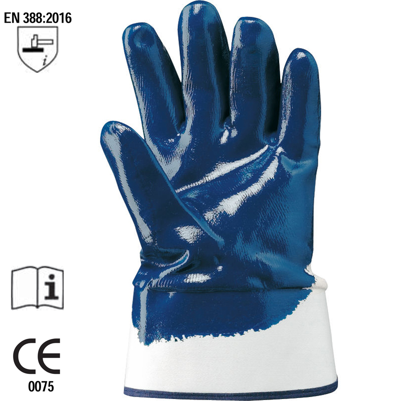 GUANTO NBR ECO IN JERSEY TUTTO SPALMATO  CON MANICHETTA CERT. EN388