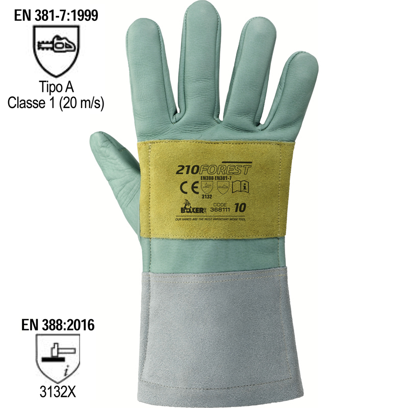 GUANTO BOSCAIOLO FIORE CROSTA RINFORZATO CERT EN381-7 PROTEZIONE X MOTOSEGHE TG10