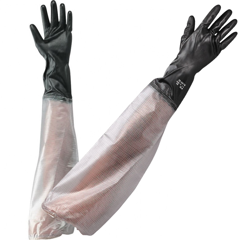 GUANTO G53 LUNGHEZZA TUTTO BRACCIO 75 CM IN PVC ANTIACIDO CERT. EN374 EN388
