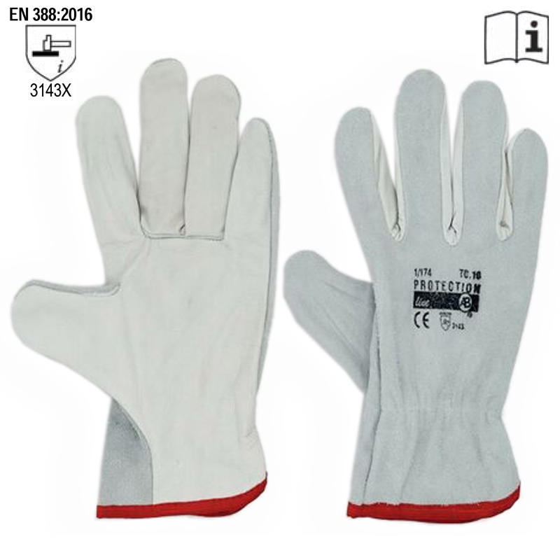 GUANTO 51 PELLE FIORE DORSO CROSTA POLSO ORLATO CERT EN388