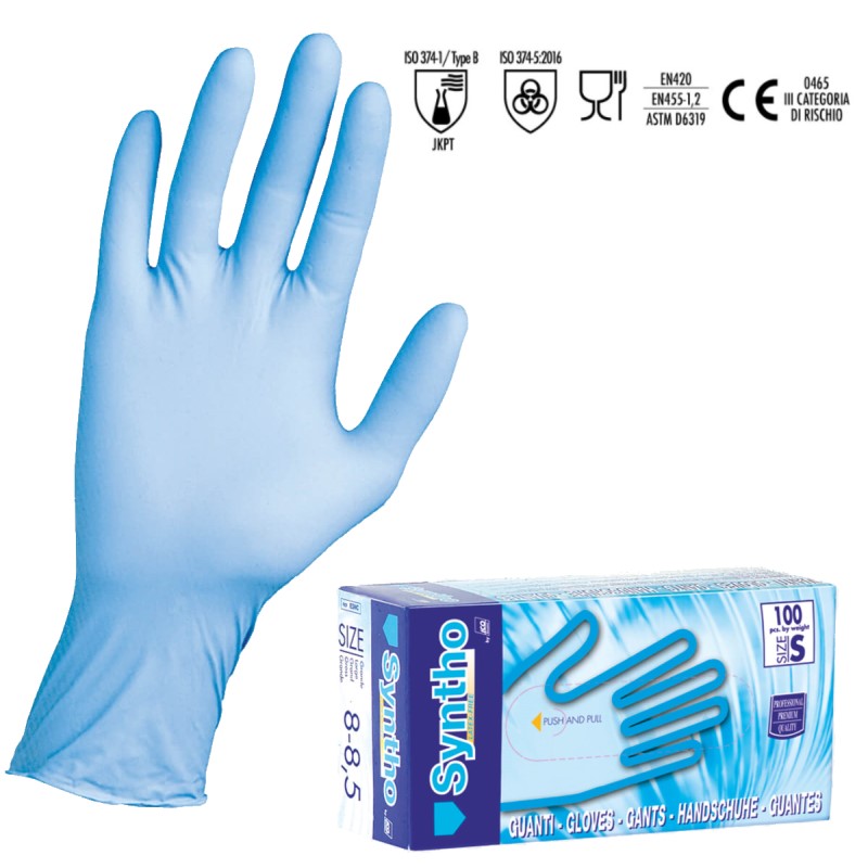 GUANTO NITRILE SYNTHO MONOUSO SC.100 LINEA PREMIUM  CERT EN374 III CAT