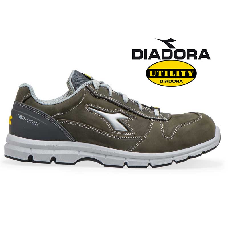 SCARPA BASSA DIADORA RUN S3 EN20345 CE NABUK GRIGIO ANTIPERFOR. PUNTALE ACCIAIO