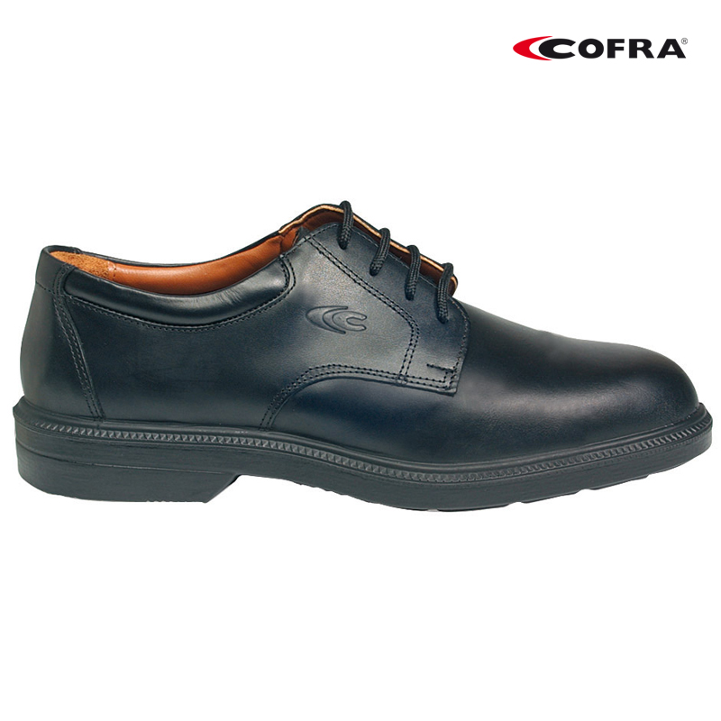 SCARPA BASSA COFRA COULOMB S2 EN20345 CE PELLE FIORE NERA IDROREPELLENTE TRASPIR.