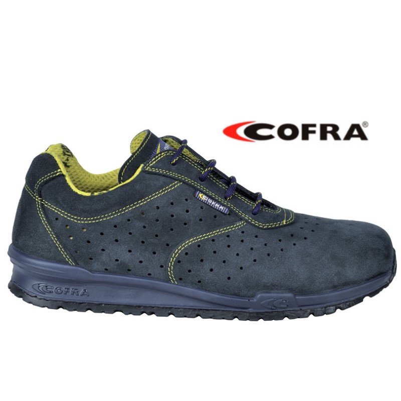 SCARPA BASSA COFRA GUERIN S1P EN20345 CE IN PELLE SCAMOSCIATA FORATA BLU