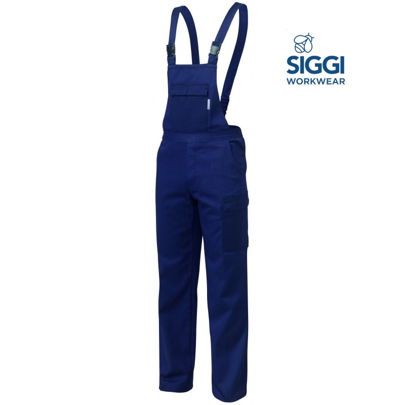 SALOPETTE SIGGI LABOR COTONE MASSAUA BLU 270 GR ELASTICO VITA E BRETELLE 5 TASCHE