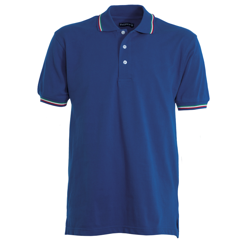 POLO PAYPER ITALIA PIQUET 100% COT. 210G UNISEX MAN. CORTA 3 BOT. PROF. TRICOLORE