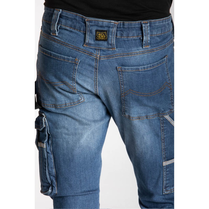 PANTALONE JEANS JOB 7 TASCHE RICA LEWIS  98% COTONE 2% ELASTAN STONE WASH CHIARO
