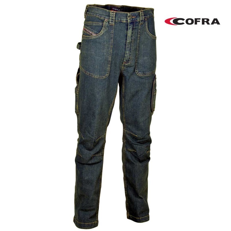 PANTALONE COFRA BARCELONA JEANS  5 TASCHE ANELLO PORTAMETRO VITA REGOLAB.