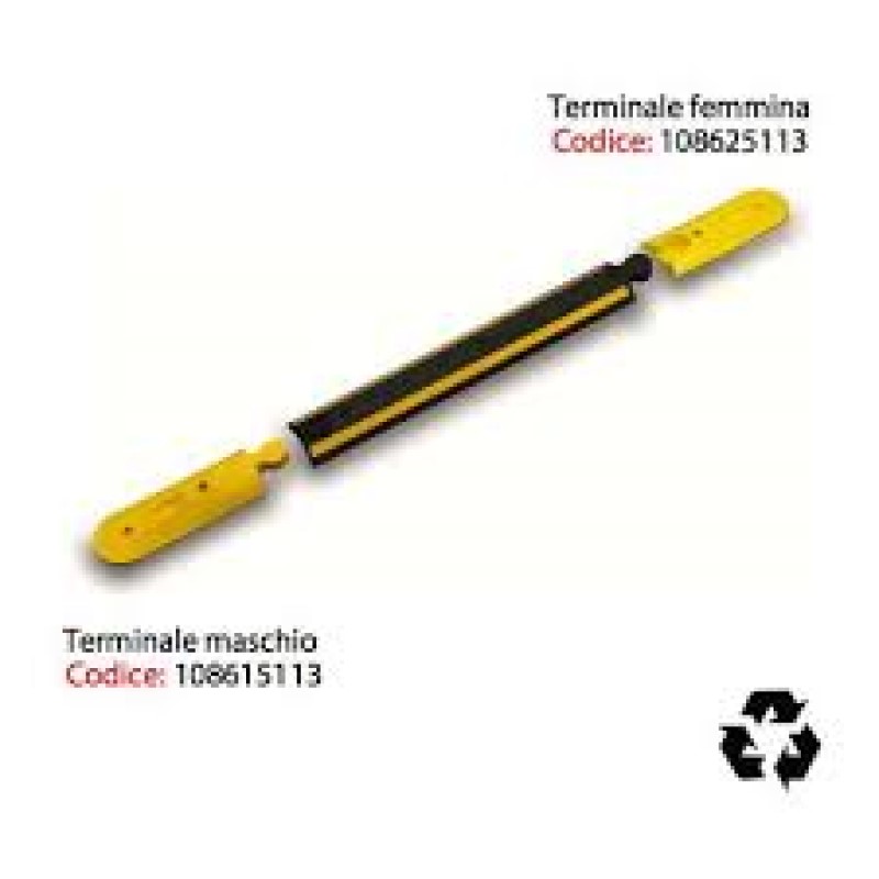 CORDOLO H 5 IN GOMMA NERA CON INSERTI  RIFRANGENTI H 5 CM. 100X16 CM.
