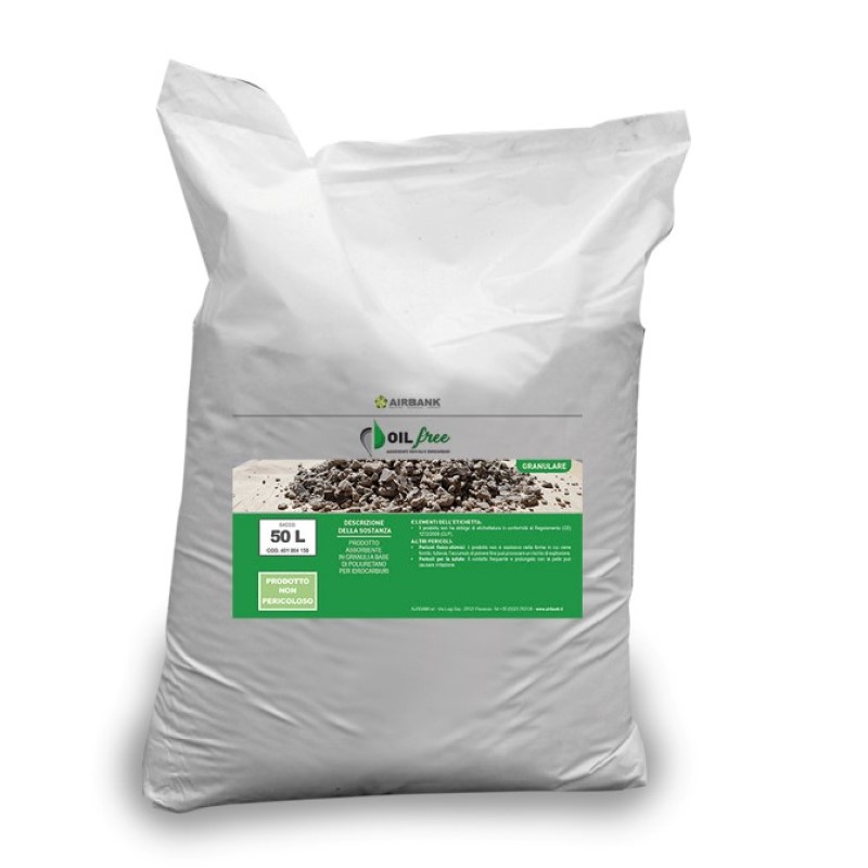 ASSORBENTE OIL FREE IN GRANULI PER OLII E IDROCARBURI IN SACCHI DA 50 L