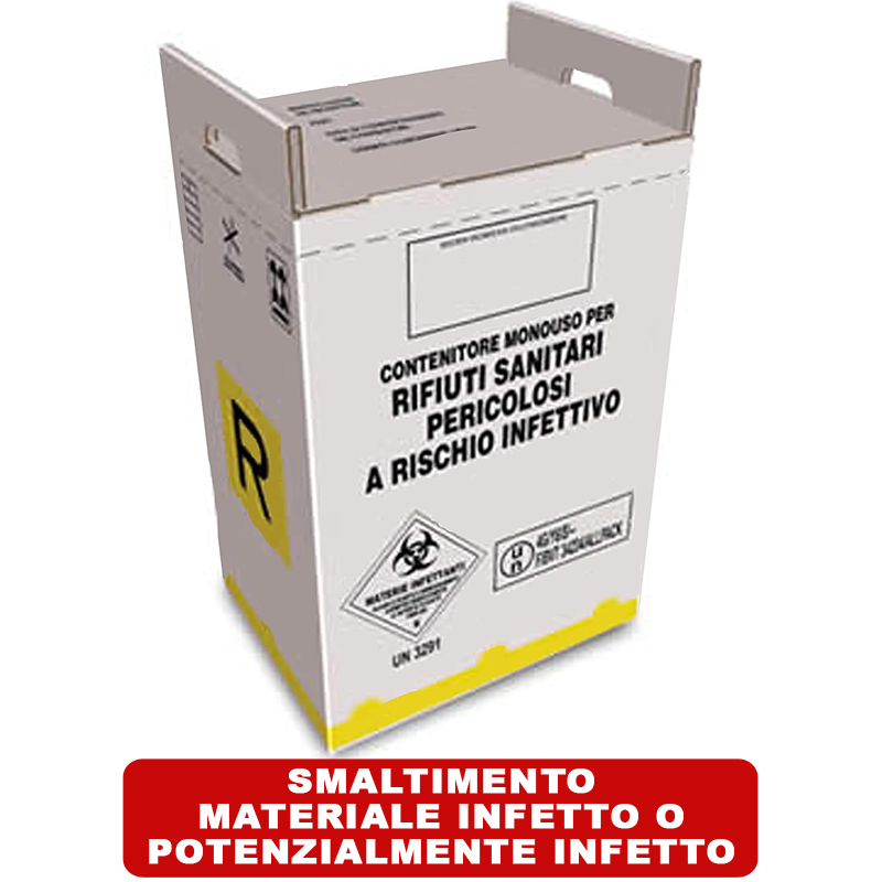 CONTENITORE CARTONE RIFIUTI PERICOLOSI OMOLOG.ADR 377X278X542 MM 60 LT CF.60 PZ