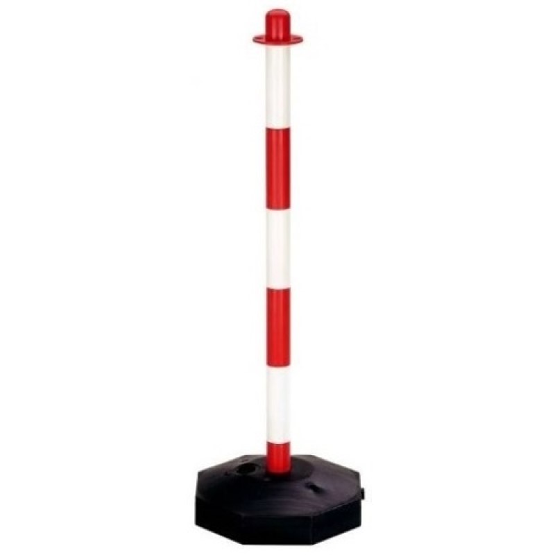COLONNINA IN PVC BIANCO ROSSO ALT.90 CM  CON BASE DI APPESANTIMENTO ( SEPARATA )
