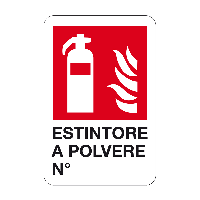 ESTINTORE A POLVERE N&deg; CARTELLO ALLUMINIO 330X500 ANTINCENDIO