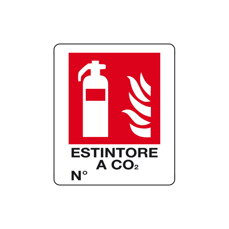 ESTINTORE A CO2 N&deg; CARTELLO ALLUMINIO 150X175 ANTINCENDIO