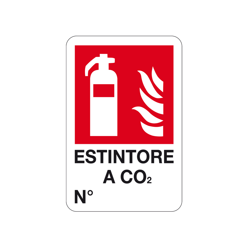 ESTINTORE A CO2 N&deg; CARTELLO ALLUMINIO 200X300 ANTINCENDIO