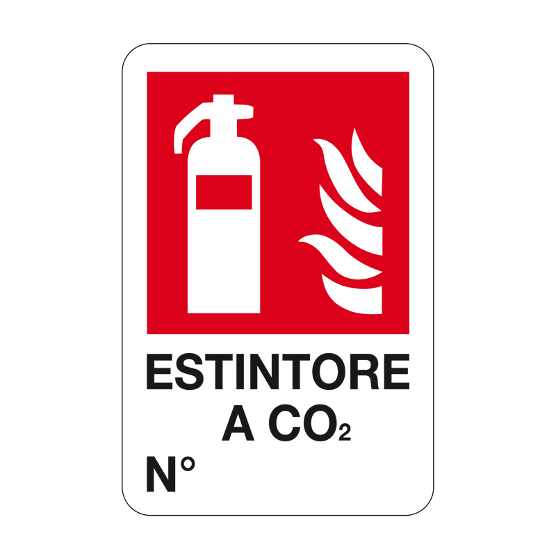 ESTINTORE A CO2 N&deg; CARTELLO ALLUMINIO 330X500 ANTINCENDIO
