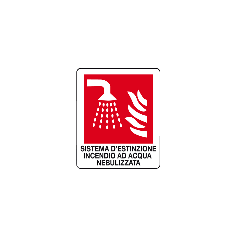 SISTEMA DI SPEGNIMENTO AD ACQUA CARTELLO ADESIVO 100X120 ANTINCENDIO