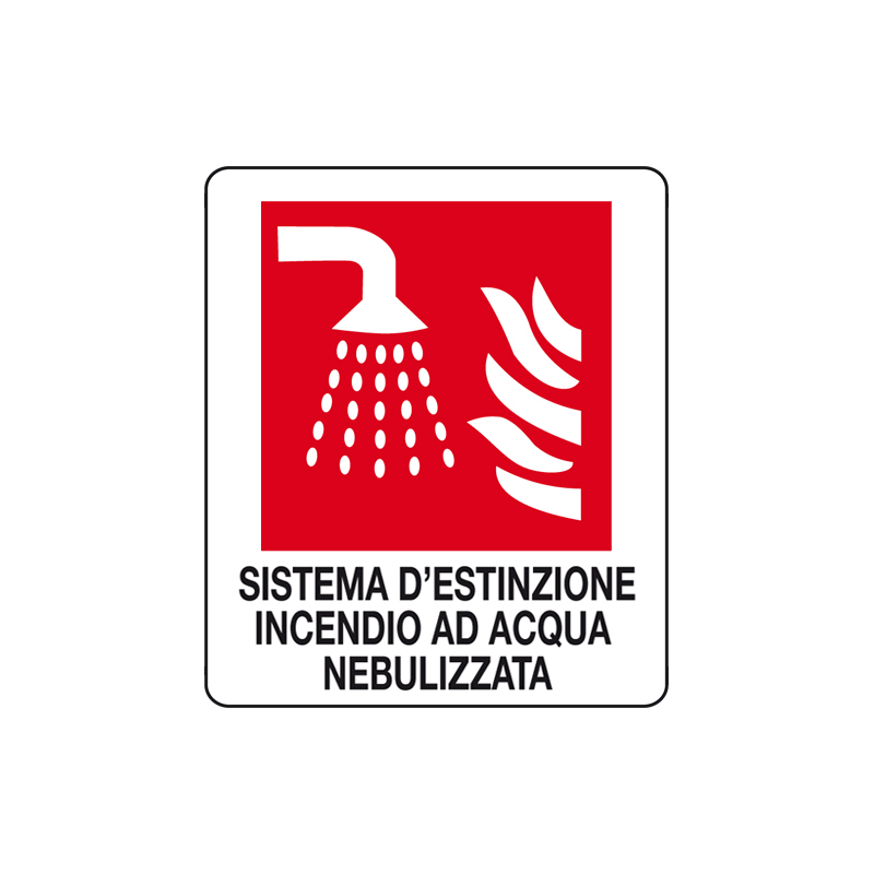 SISTEMA DI SPEGNIMENTO AD ACQUA CARTELLO ALLUMINIO 150X175 ANTINCENDIO