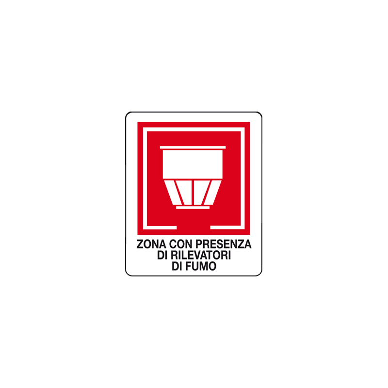 ZONA CON PRESENZA DI RILEVATORI DI FUMO CARTELLO ALLUMINIO 100X120  ANTINCENDIO