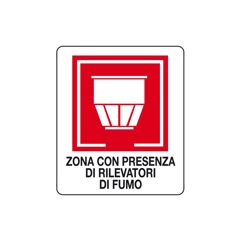 ZONA CON PRESENZA DI RILEVATORI DI FUMO CARTELLO ALLUMINIO 150X175 ANTINCENDIO