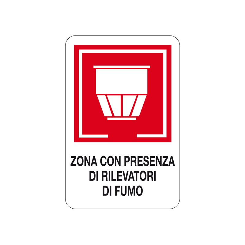 ZONA CON PRESENZA DI RILEVATORI DI FUMO CARTELLO ALLUMINIO 200X300 ANTINCENDIO