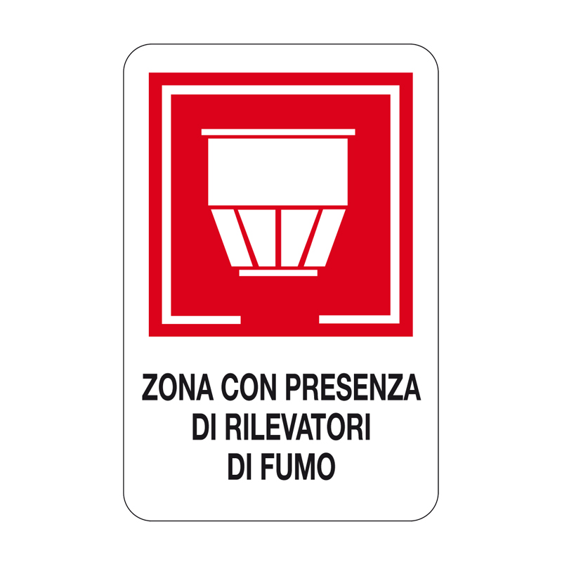 ZONA CON PRESENZA DI RILEVATORI DI FUMO CARTELLO ALLUMINIO 330X500 ANTINCENDIO