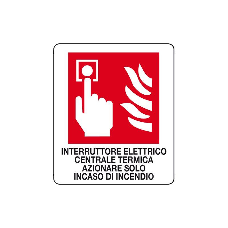 INTERR. ELETTR. CENTRALE TERMICA AZ CARTELLO ALLUMINIO 150X175 ANTINCENDIO
