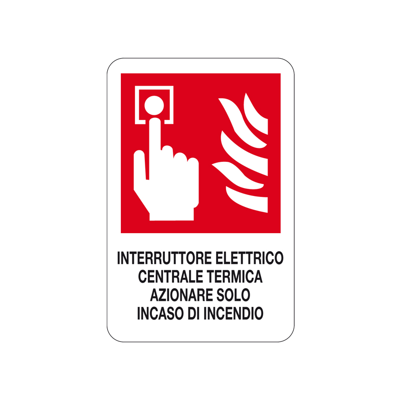 INTERR. ELETTR. CENTRALE TERMICA AZ CARTELLO ALLUMINIO 200X300 ANTINCENDIO