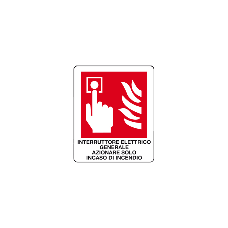 INTERR. ELETTR. GEN. AZIONARE IN CASO CARTELLO ALLUMINIO 100X120  ANTINCENDIO