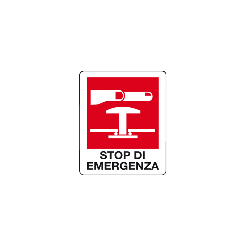 STOP DI EMERGENZA CARTELLO ADESIVO 100X120 ANTINCENDIO
