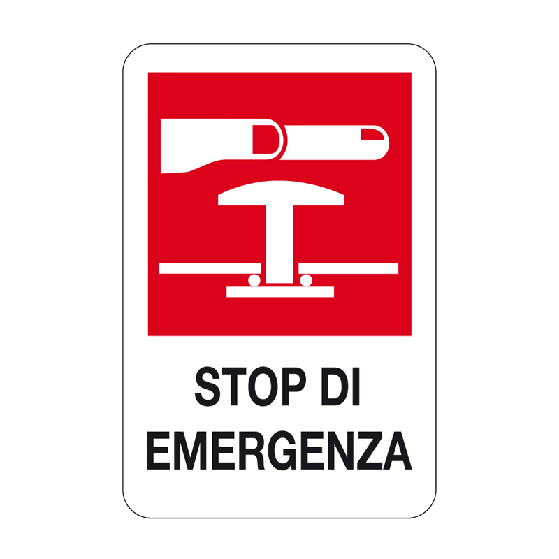 STOP DI EMERGENZA CARTELLO ALLUMINIO 330X500 ANTINCENDIO
