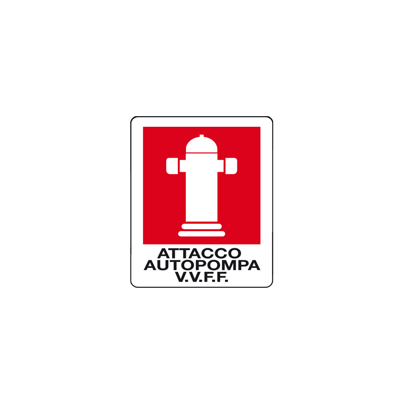 ATTACCO AUTOPOMPA V.V.F.F. CARTELLO ALLUMINIO 100X120  ANTINCENDIO