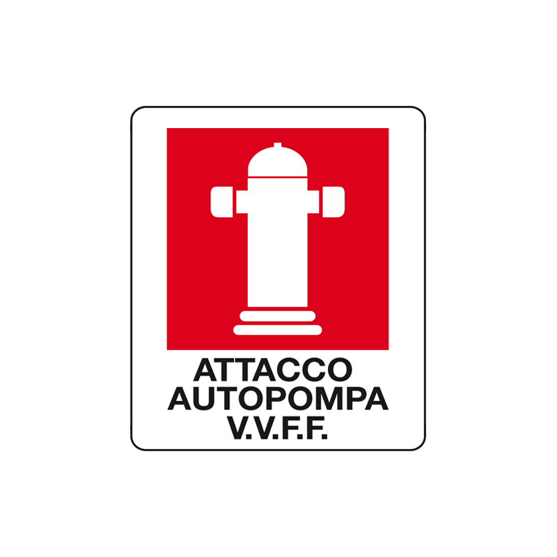 ATTACCO AUTOPOMPA V.V.F.F. CARTELLO ALLUMINIO 150X175 ANTINCENDIO