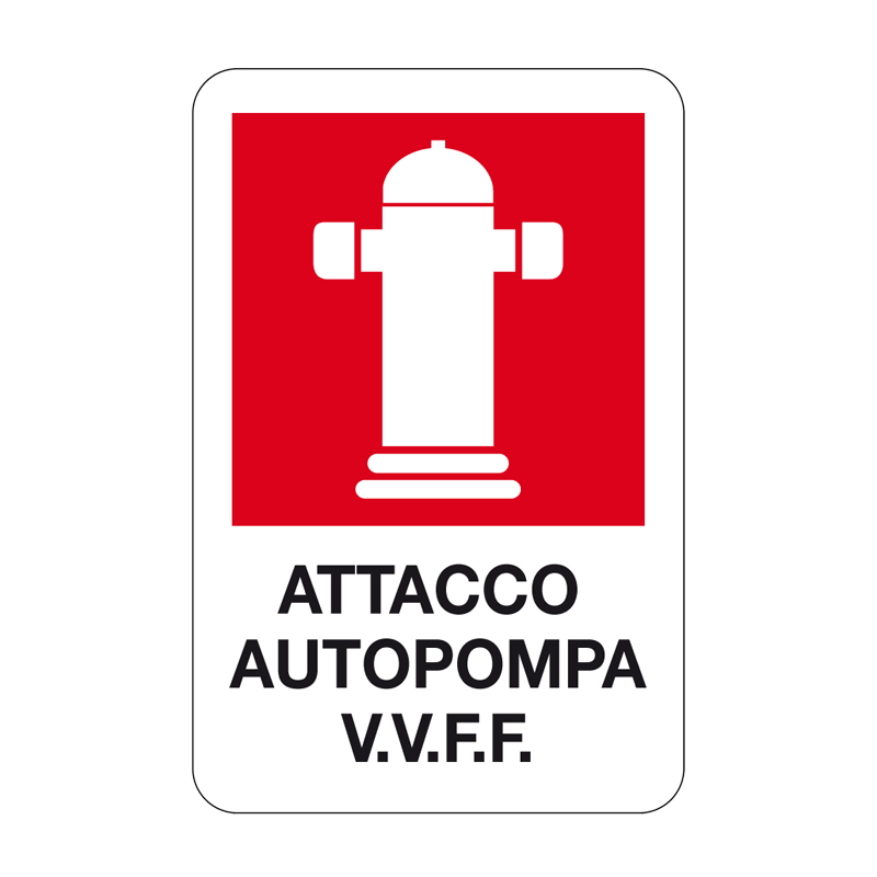 ATTACCO AUTOPOMPA V.V.F.F. CARTELLO ALLUMINIO 330X500 ANTINCENDIO