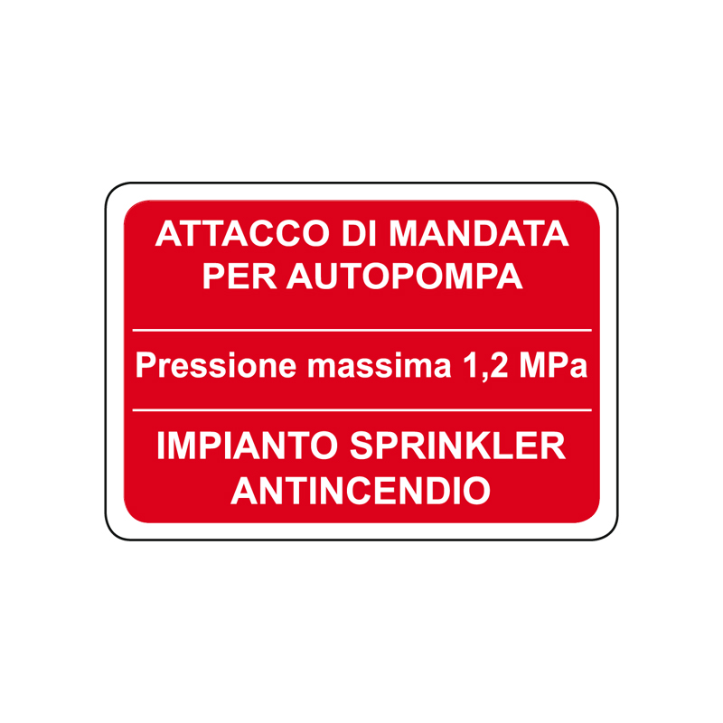 ATTACCO AUTOPOMPA / IMP. SPRINKLER CARTELLO ALLUMINIO 500X330 ANTINCENDIO