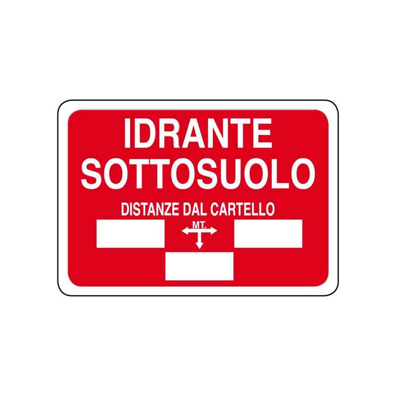 IDRANTE SOTTOS. DISTANZA DAL CARTELLO CARTELLO ALLUMINIO 500X330 ANTINCENDIO