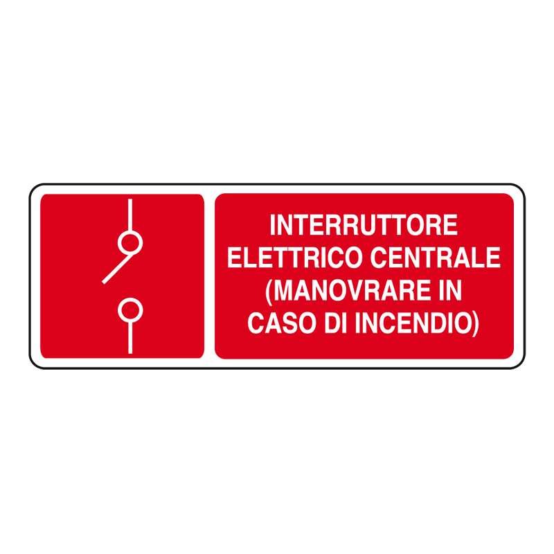 INTERR. ELETTR. CENTRALE MANOVR. CARTELLO ADESIVO 330X125 ANTINCENDIO