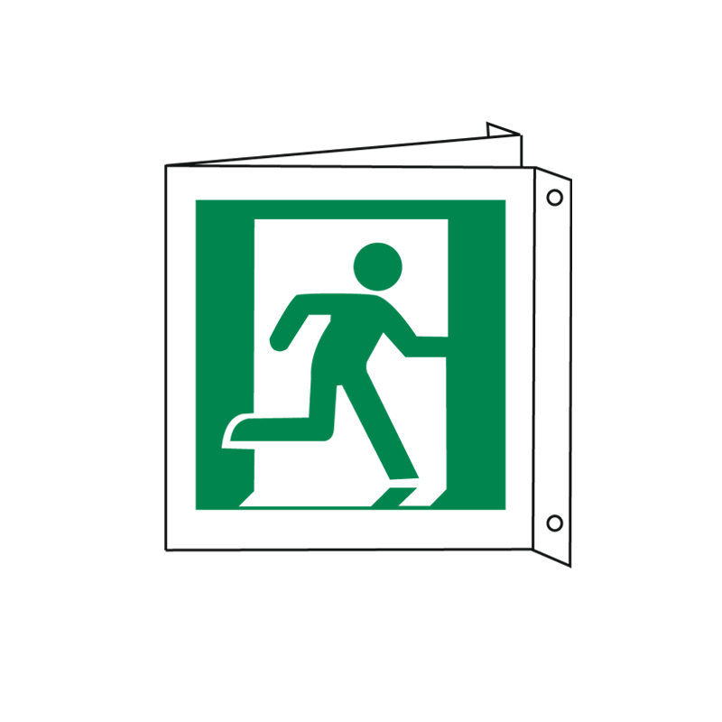 USCITA DI EMERGENZA OMINO A DESTRA CARTELLO ALLUMINIO 230X230 BIF