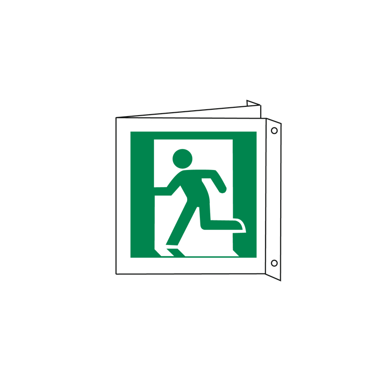 USCITA DI EMERGENZA OMINO A SINISTRA CARTELLO ALLUMINIO 125X125 BIF. EMERG.