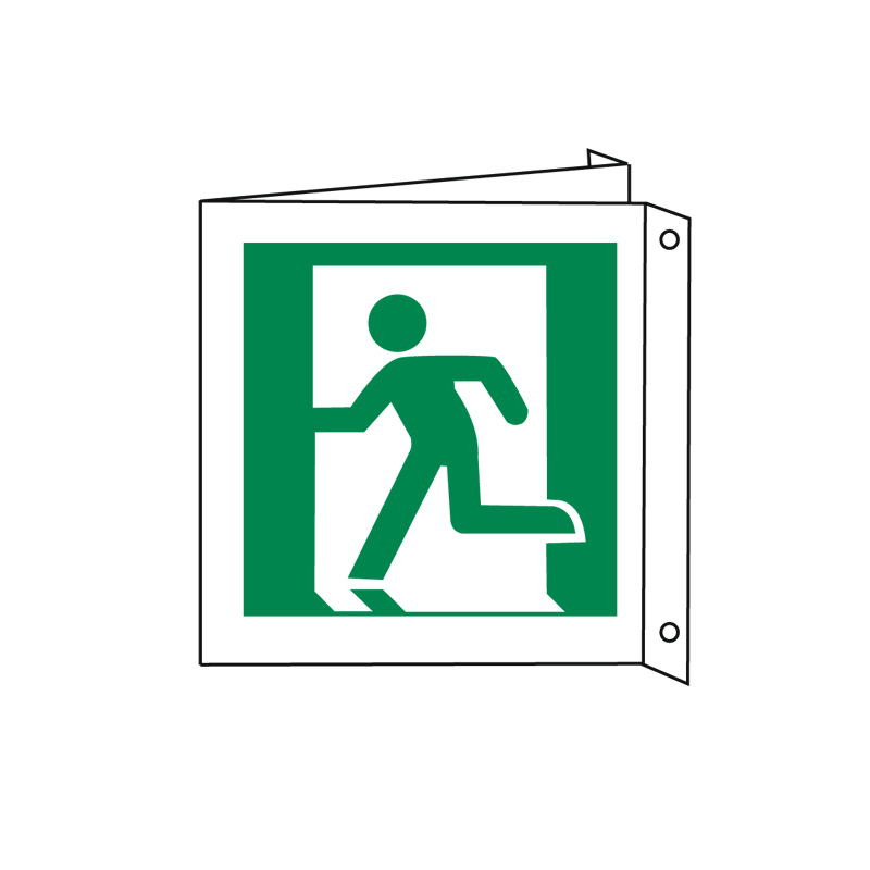 USCITA DI EMERGENZA OMINO A SINISTRA CARTELLO ALLUMINIO 230X230 BIF