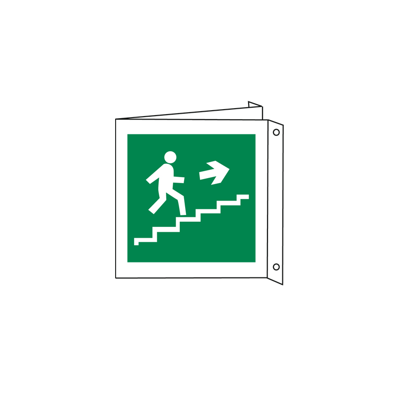 SCALA A SALIRE DESTRA CARTELLO ALLUMINIO 125X125 BIF. EMERG.