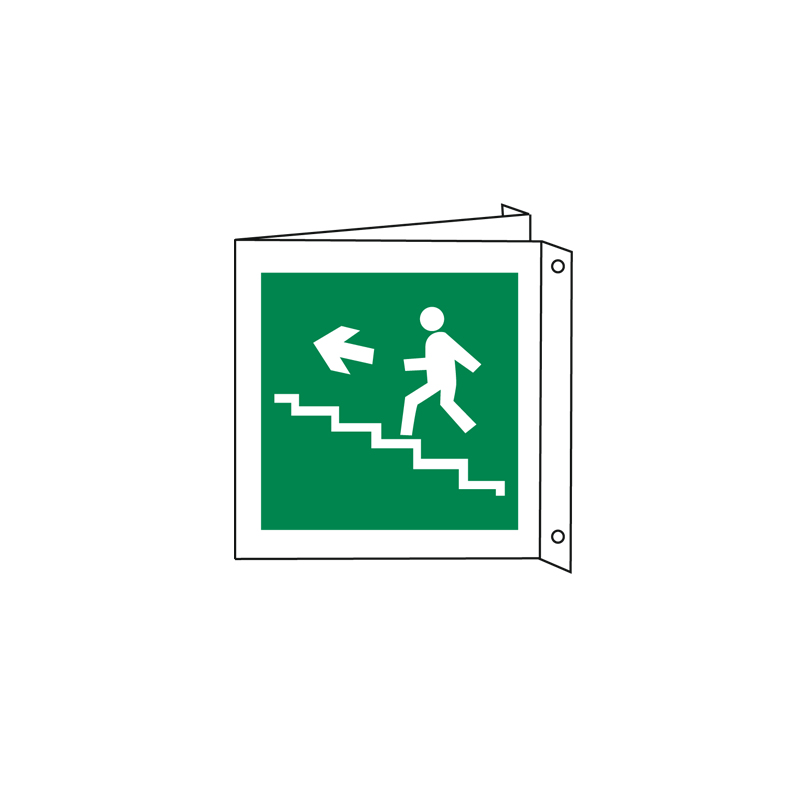 SCALA A SALIRE SINISTRA BIFACCIALE CARTELLO ALLUMINIO 125X125 EMERGENZA