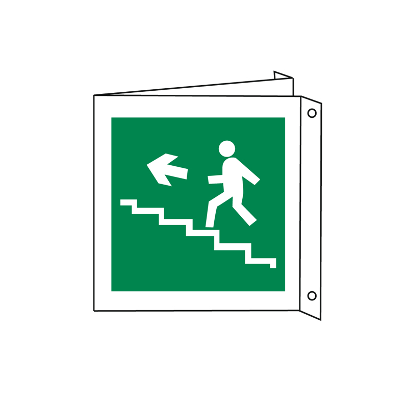 SCALA A SALIRE SINISTRA BIFACCIALE CARTELLO ALLUMINIO 230X230 EMERGENZA