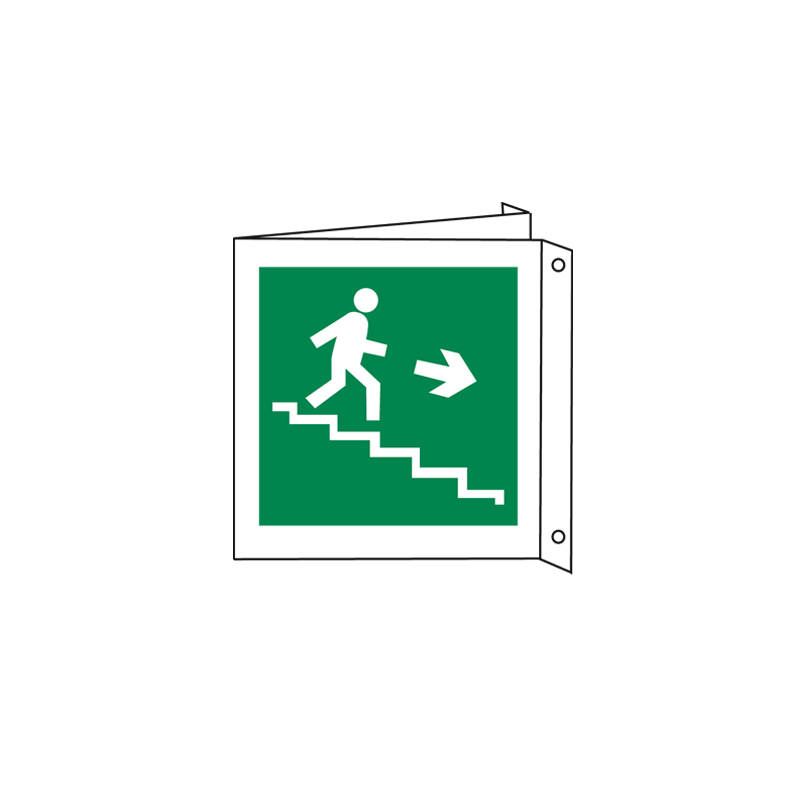 SCALA A SCENDERE DESTRA BIFACCIALE CARTELLO ALLUMINIO 125X125 EMERGENZA