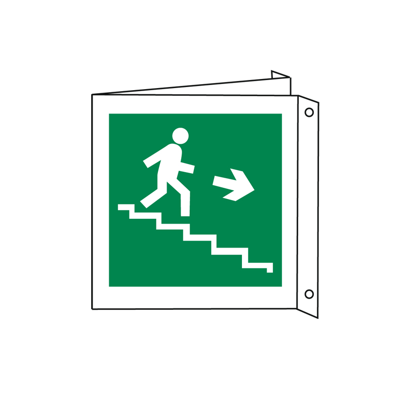 SCALA A SCENDERE DESTRA BIFACCIALE CARTELLO ALLUMINIO 230X230 EMERGENZA