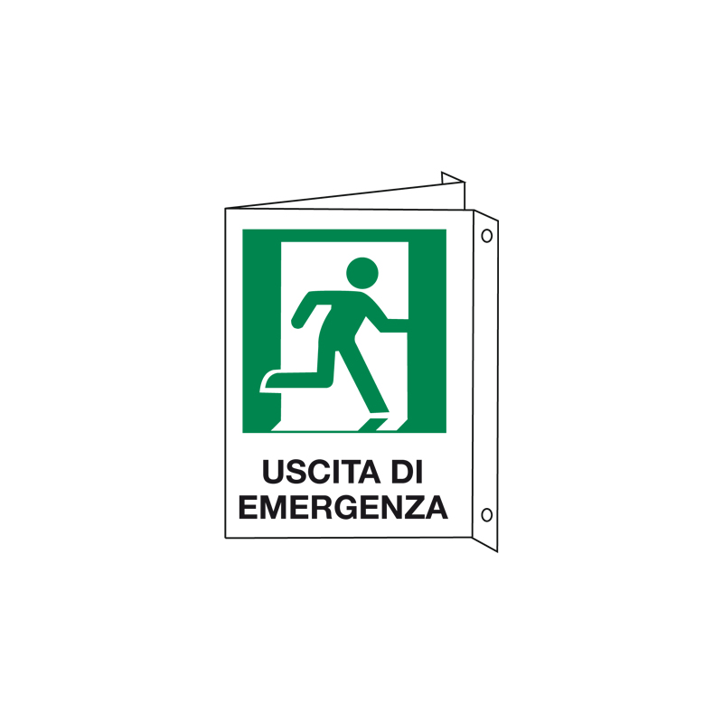 USCITA DI EMERGENZA OMINO A DESTRA CARTELLO ALLUMINIO 150X175 BIF
