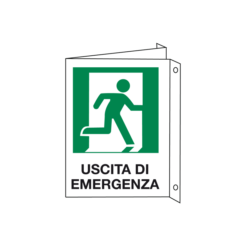 USCITA DI EMERGENZA OMINO A DESTRA CARTELLO ALLUMINIO 200X300 BIF