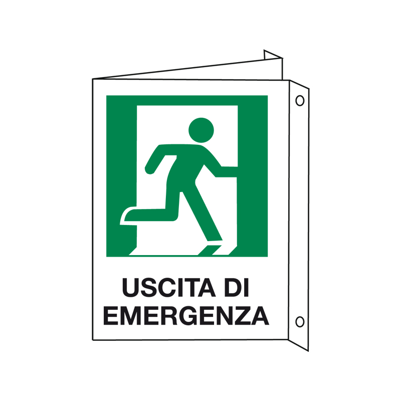 USCITA DI EMERGENZA OMINO A DESTRA CARTELLO ALLUMINIO 330X500 BIF